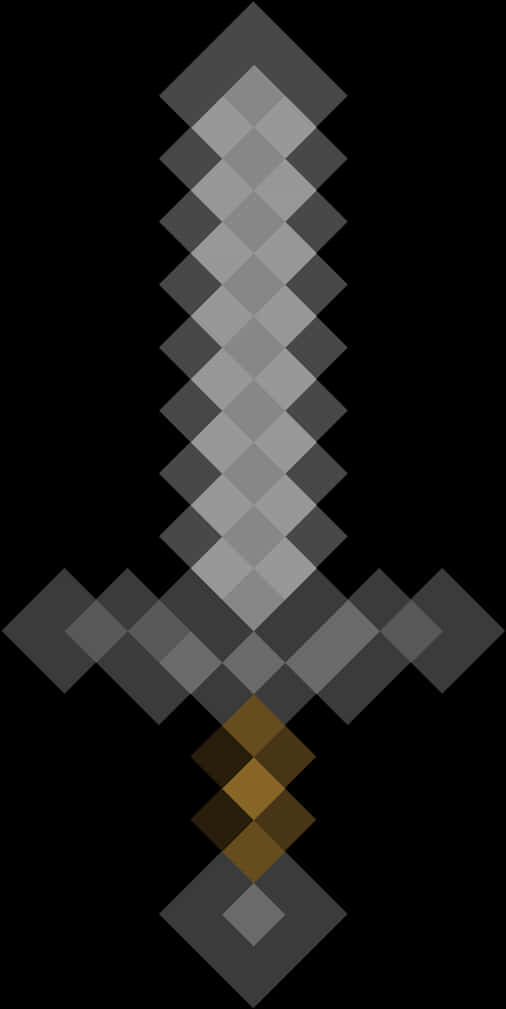 A Pixelated Sword In A Black Background