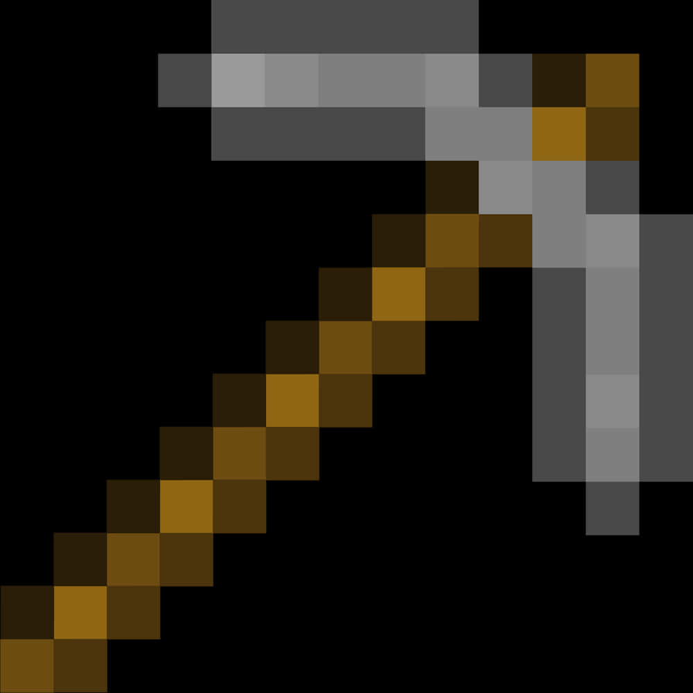 A Pixelated Pickaxe On A Black Background