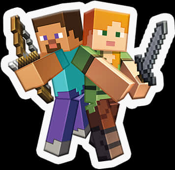 Minecraft Steve And Alex Battle Pose