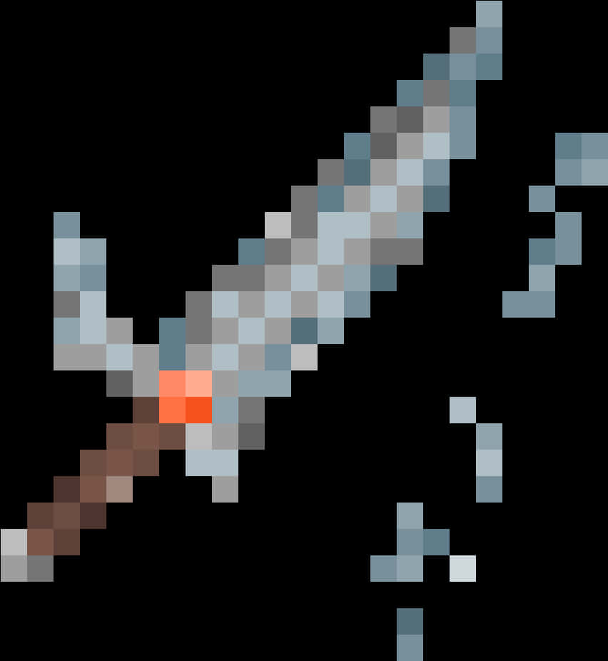 Pixel Pixelated Sword With A Black Background