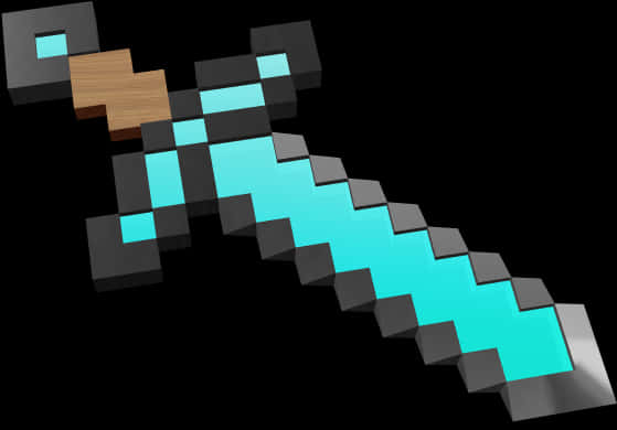 A Pixelated Sword With A Wooden Handle