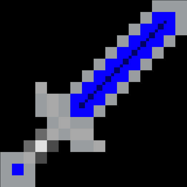 A Pixelated Sword With Blue Handle