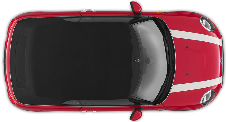 A Red Car With A Black Roof