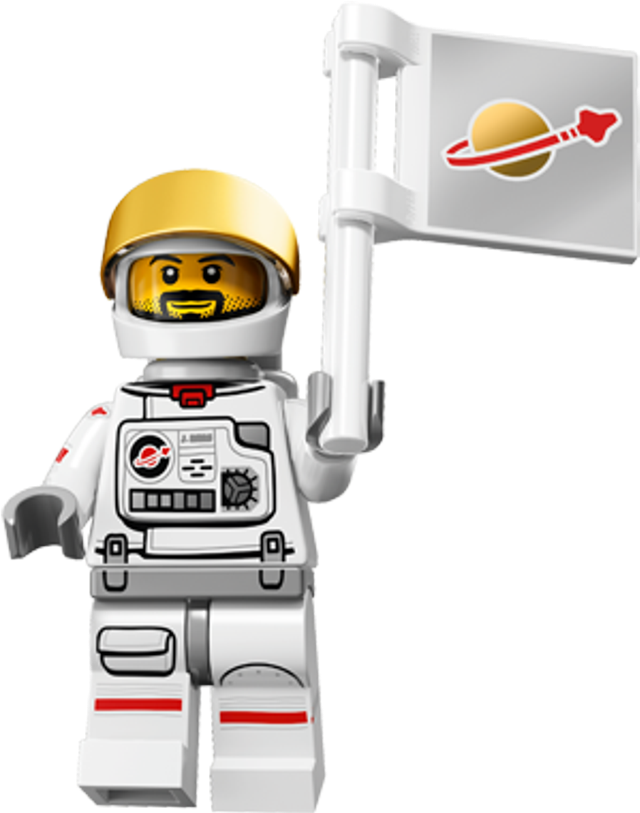 A Lego Astronaut Holding A Flag
