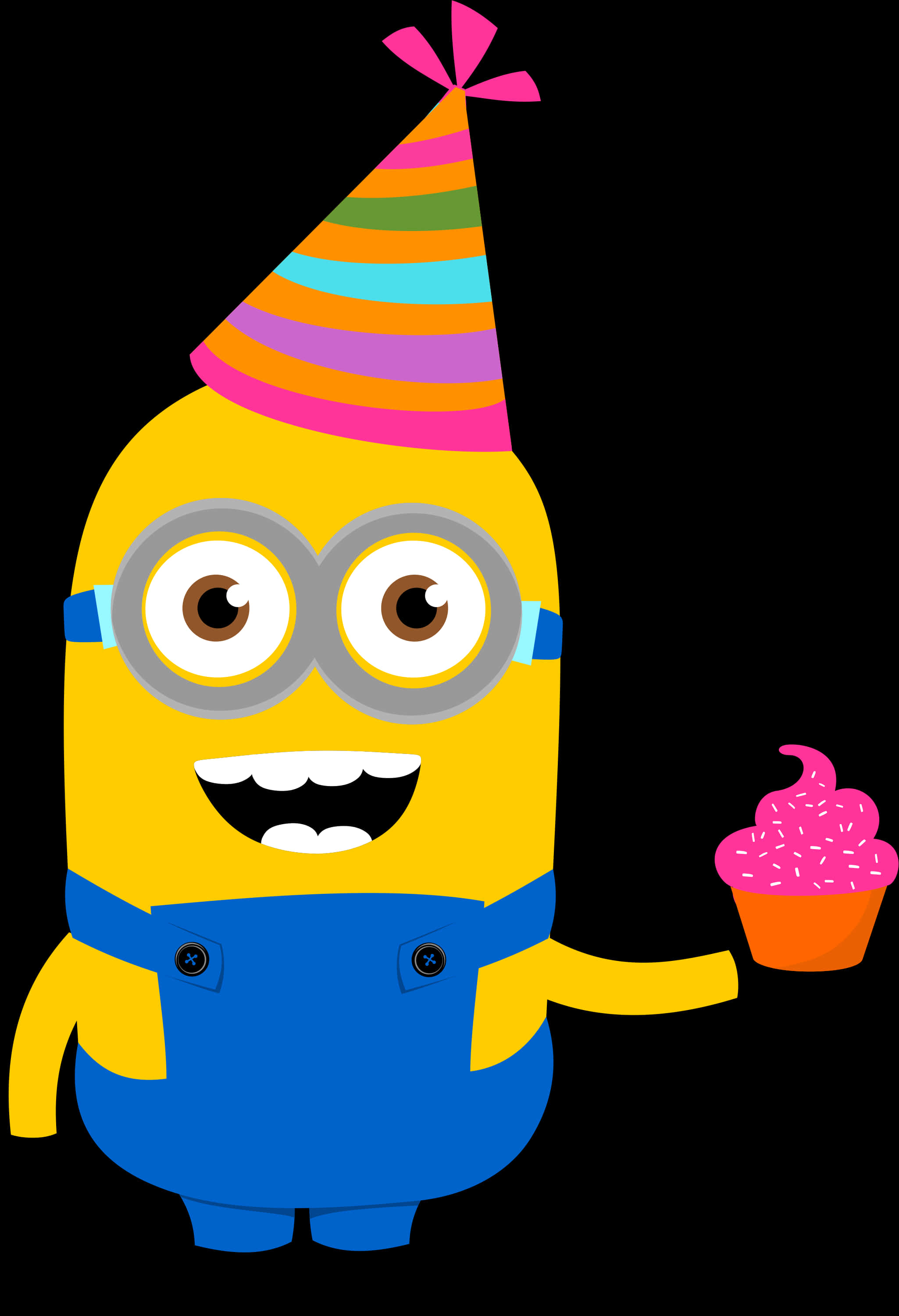 A Cartoon Character Holding A Cupcake