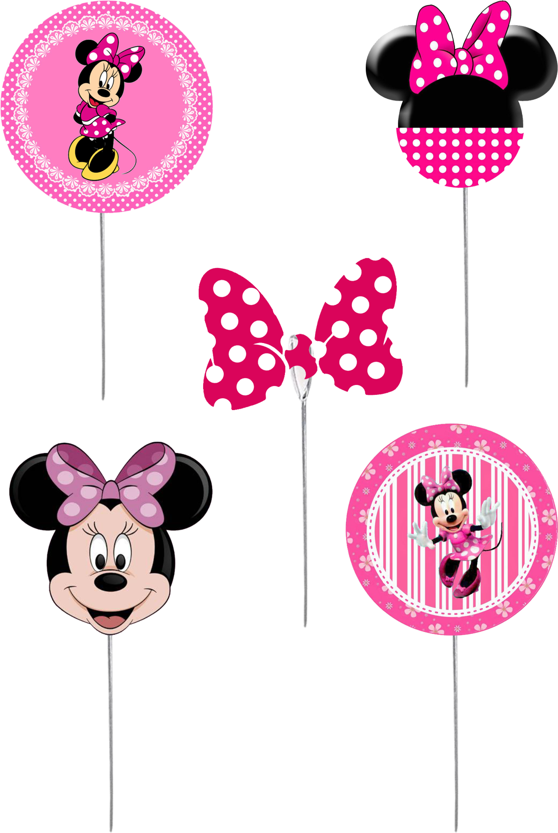 A Group Of Pink And White Polka Dot Lollipops