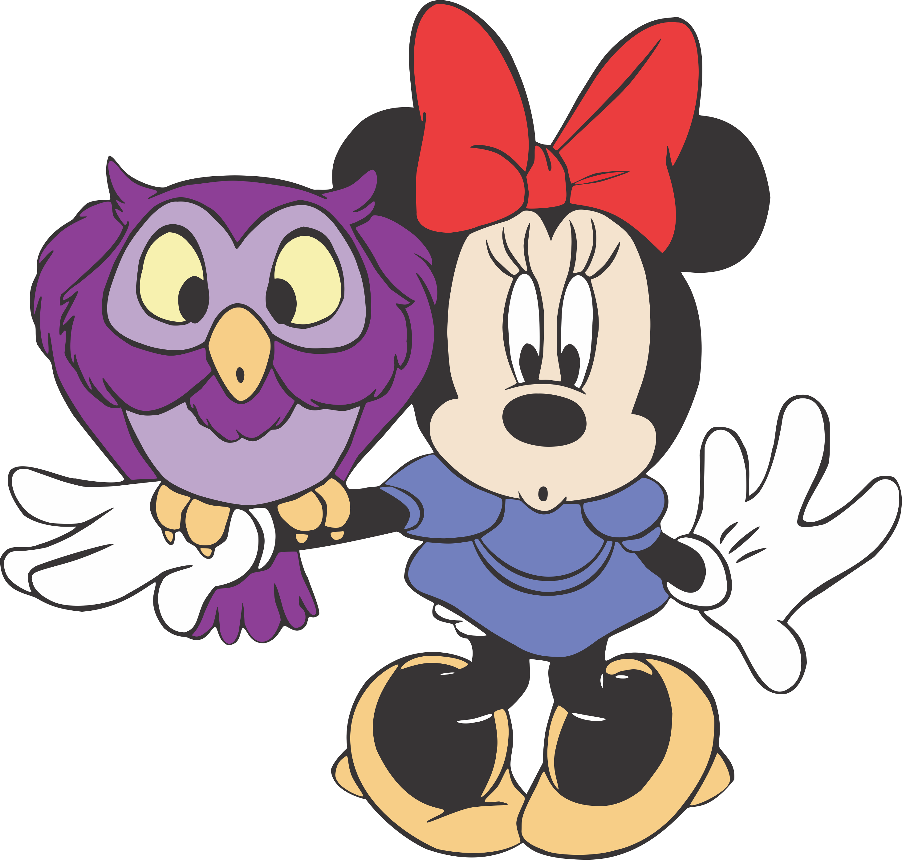 Cartoon Characters Of A Mouse And A Owl