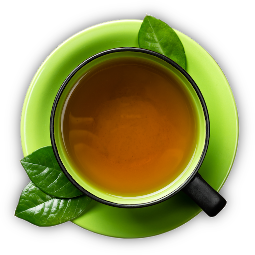 A Cup Of Tea With Leaves On A Saucer