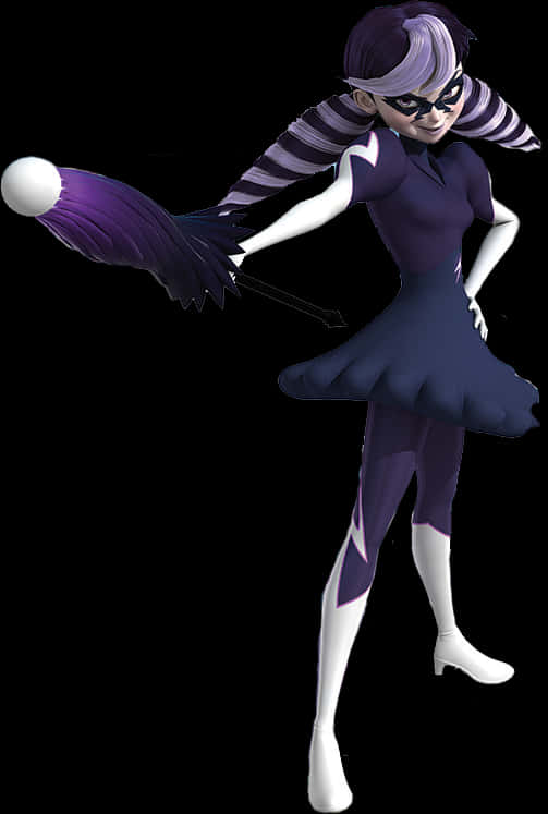 A Cartoon Character With Purple Hair And White And Purple Hair