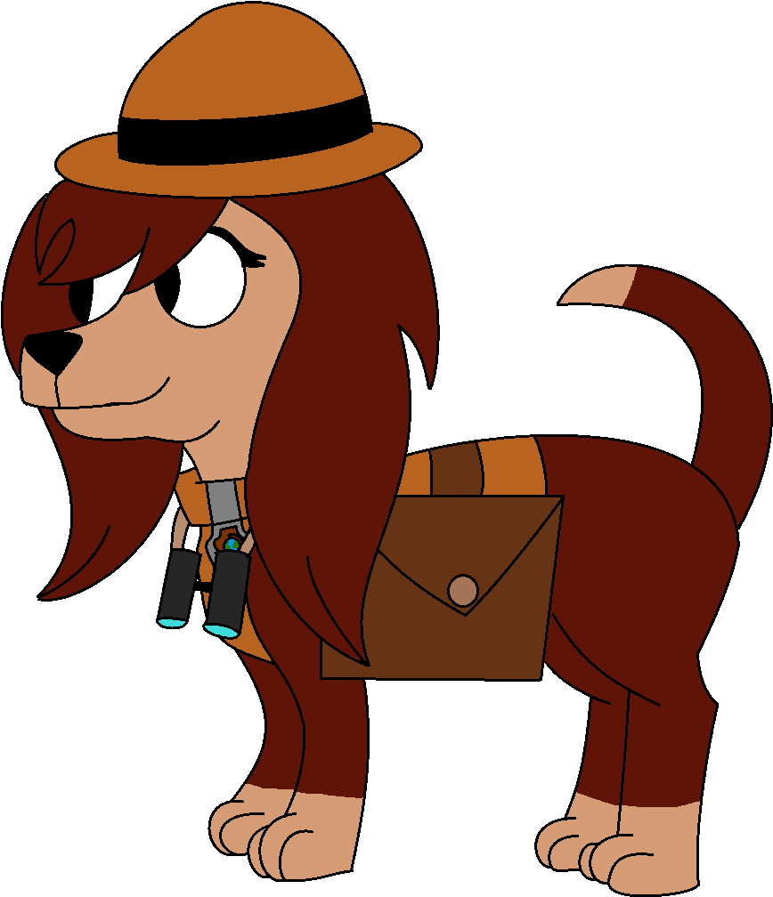 Cartoon Of A Dog Wearing A Hat And A Bag