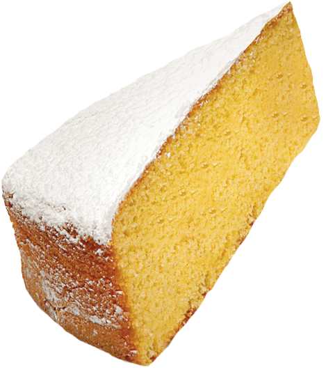 A Slice Of Cake With Powdered Sugar