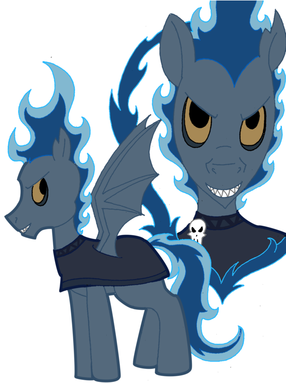 Cartoon Of A Horse With Blue Flames