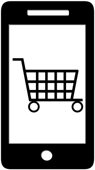 A Black And White Screen With A Shopping Cart