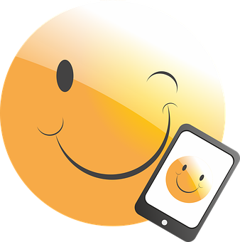 A Smiley Face With A Cell Phone