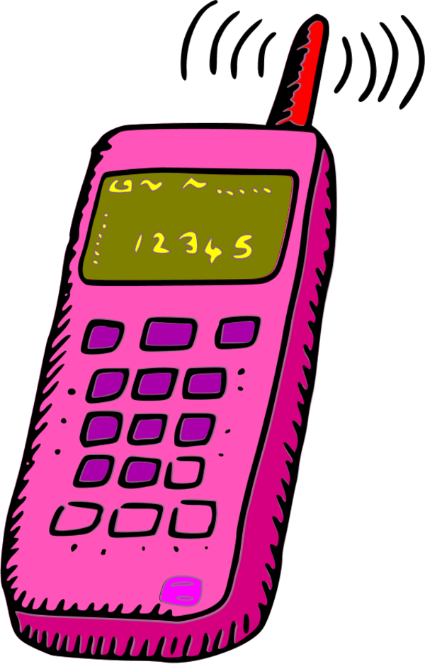 A Cartoon Of A Pink Cell Phone