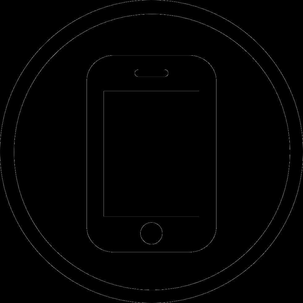 A Black And White Circle With A Cell Phone