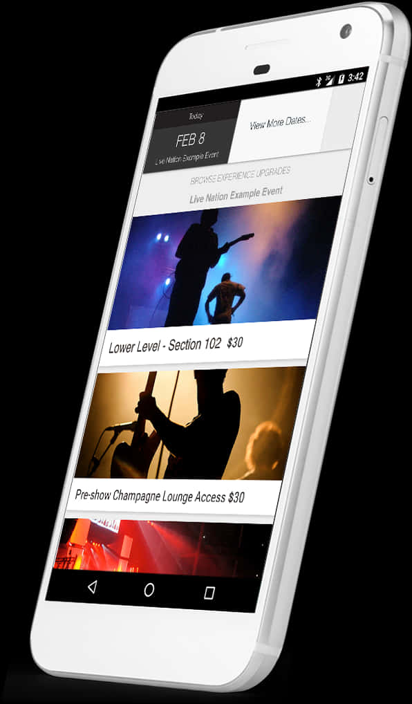A White Smartphone With A Screen Showing A Concert