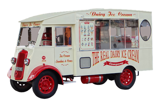 A White And Red Ice Cream Truck