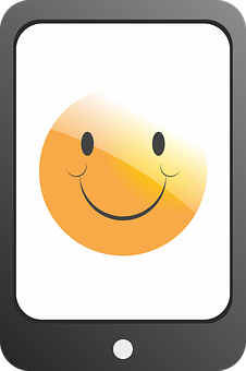 A Yellow Smiley Face On A Tablet