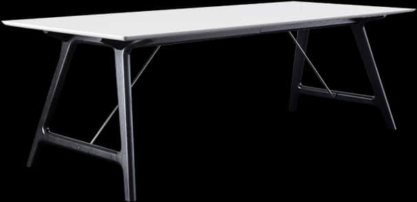 A White Rectangular Table With Metal Legs