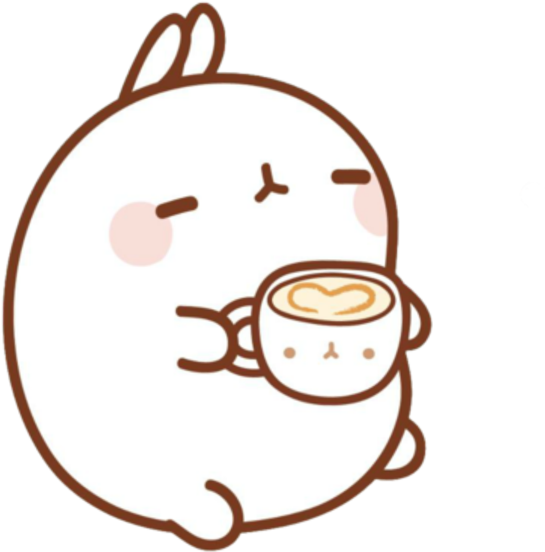 A Cartoon Of A Rabbit Holding A Cup Of Coffee