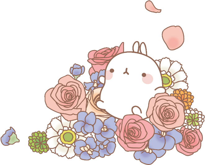 A Cartoon Rabbit Surrounded By Flowers