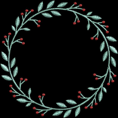 A Circular Floral Frame With Red Berries