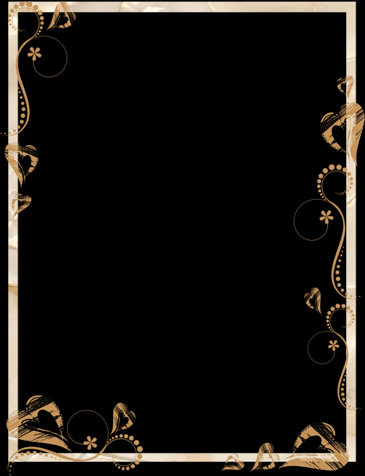 A Black And Gold Border With Gold Swirls And Flowers