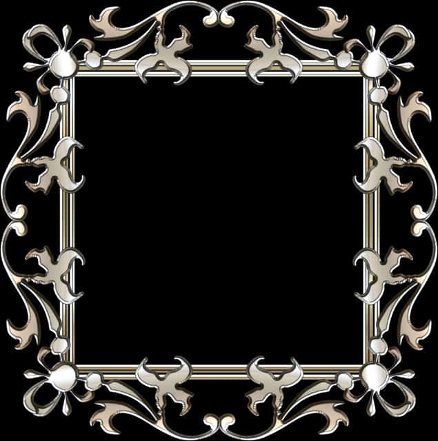 A Silver Frame With A Black Background
