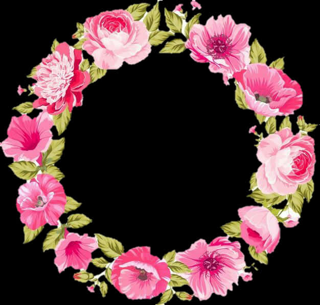 A Circle Of Pink Flowers