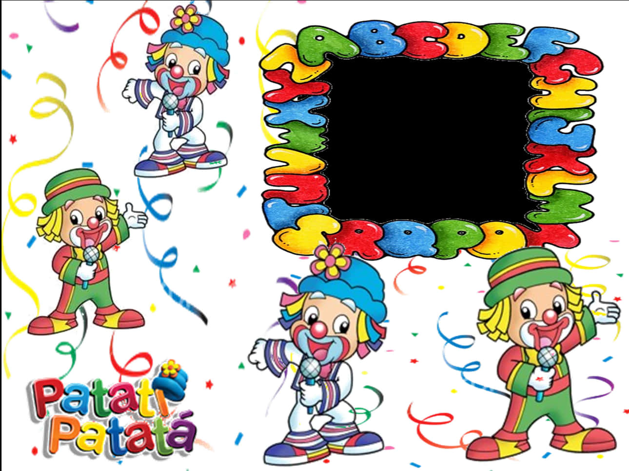 Cartoon Clowns And Confetti