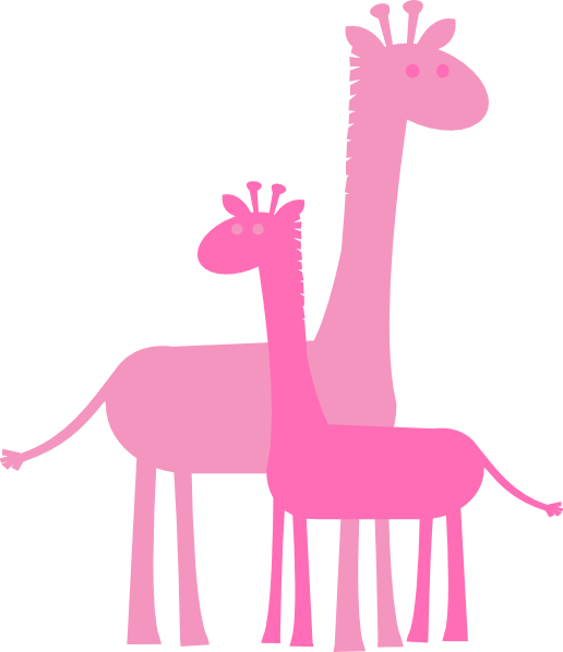 Mom & Baby Giraffe Graphic Png - Pink Giraffe Png, Transparent Png