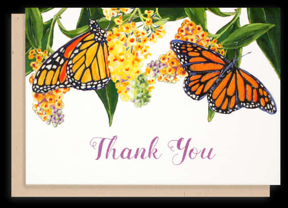 A Thank You Card With Butterflies