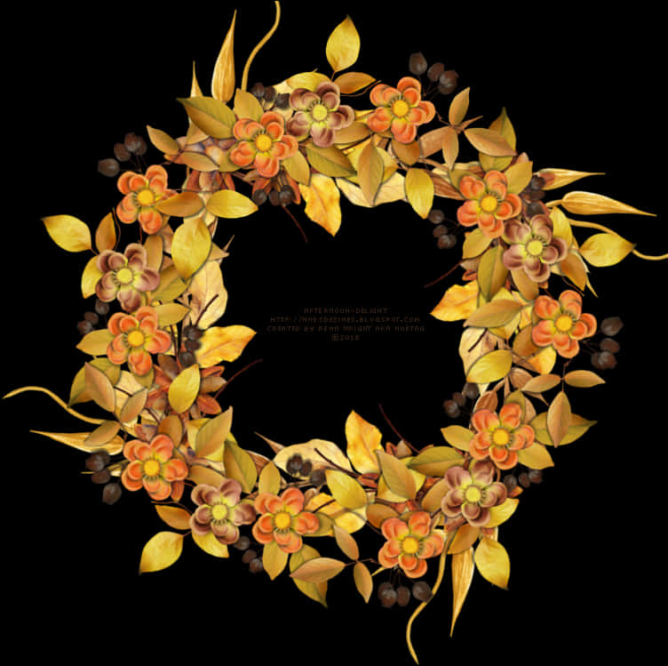 Wreath With Gold Leaves