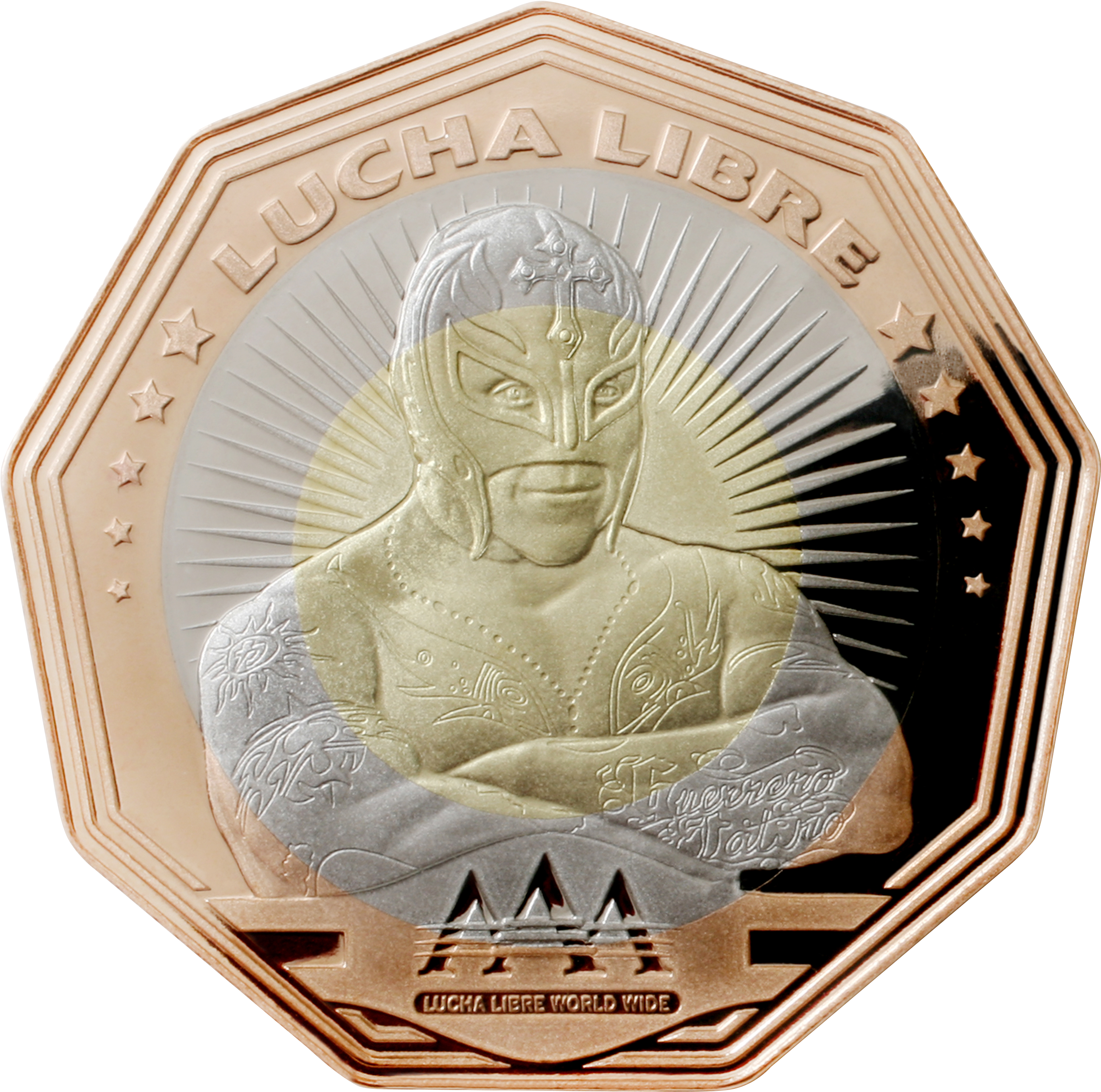 A Gold And Silver Coin With A Wrestler On It