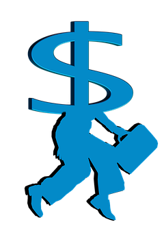 A Silhouette Of A Person Carrying A Dollar Sign