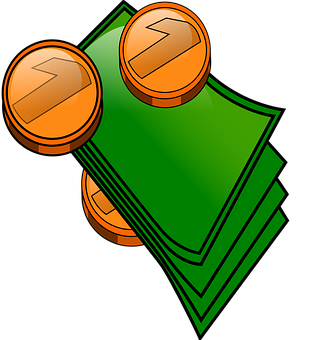 A Green Bill And Orange Coins