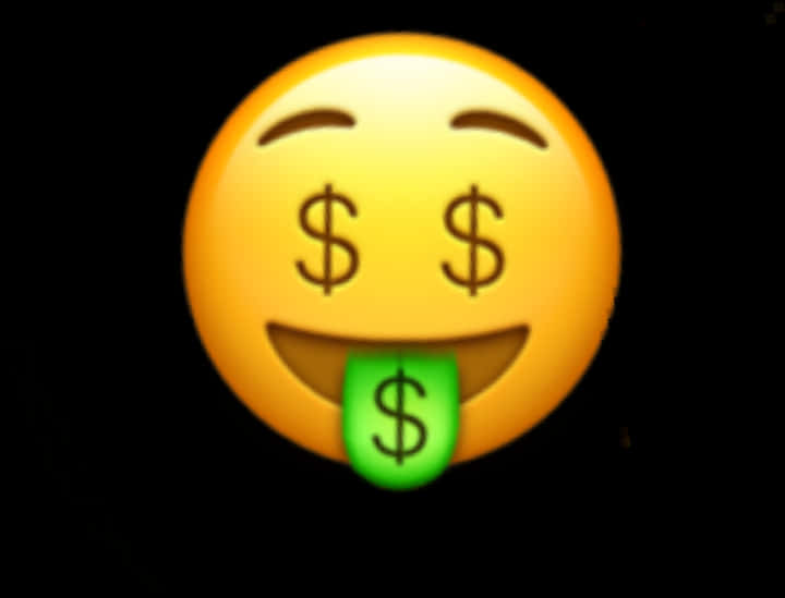 A Yellow Emoji With Dollar Signs Sticking Out Its Tongue