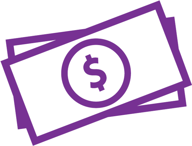 Purple Dollar Sign On Black Background