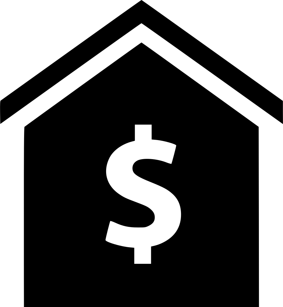 A Black And White Image Of A House With A Dollar Sign