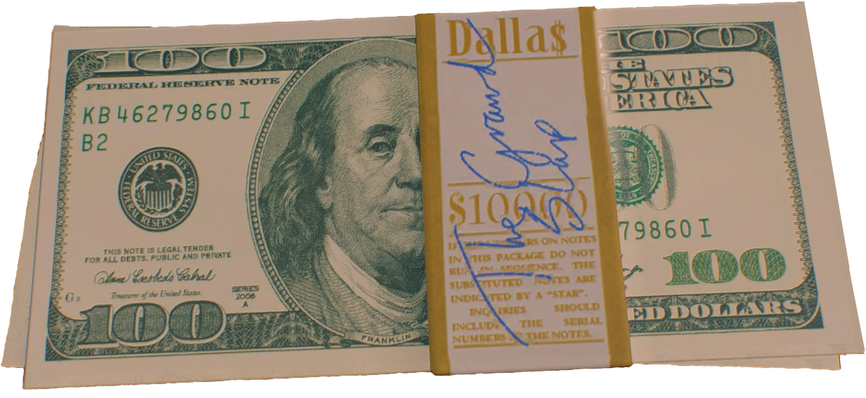 A Stack Of Money With A Signature
