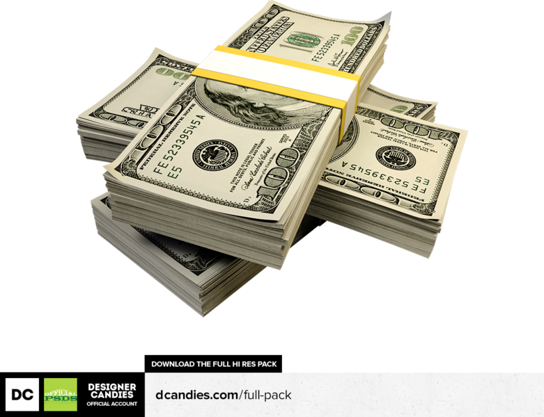 A Stack Of Money With A Yellow Band