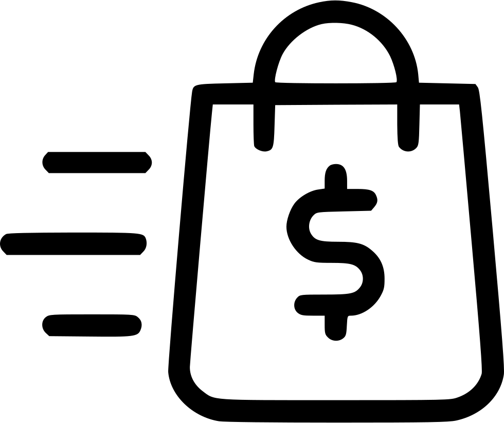 A Black And White Line Drawing Of A Bag With A Dollar Sign