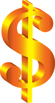 A Gold Dollar Sign With A Black Background