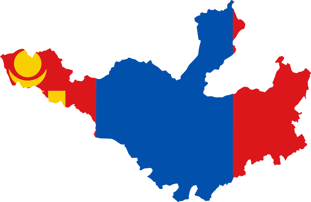 A Map Of China With Red Blue And Yellow Stripes