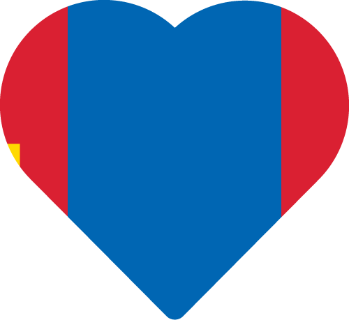 A Heart Shaped Flag With Red Blue And Yellow Stripes
