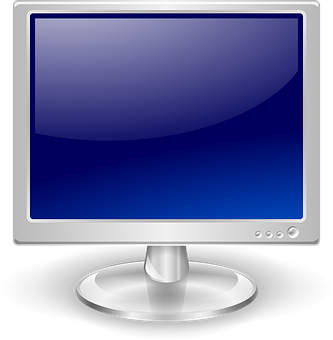 A Computer Monitor With A Blue Screen