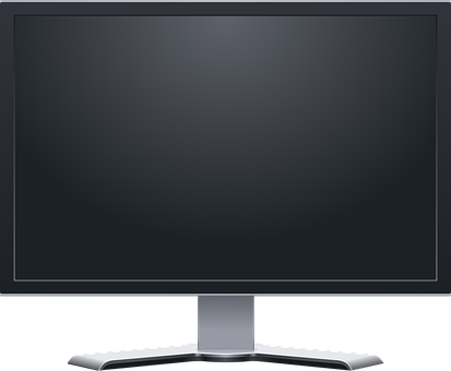 A Black Screen With A Silver Base