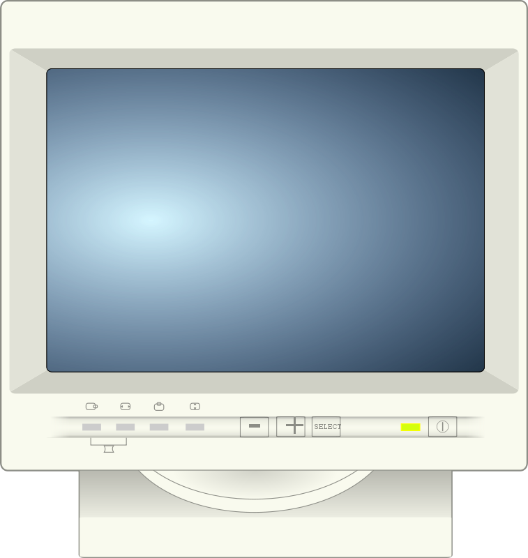A White Computer Monitor With A Blue Screen