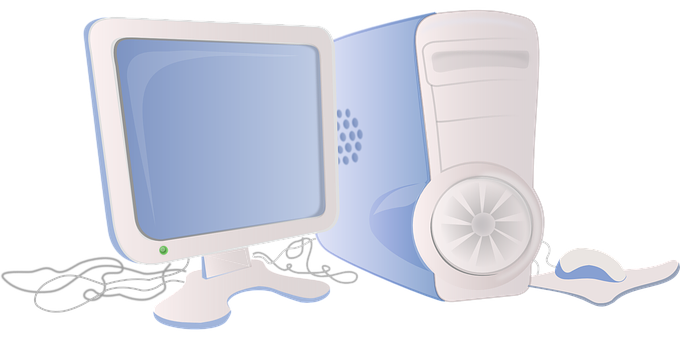 A Computer And Monitor With A Speaker